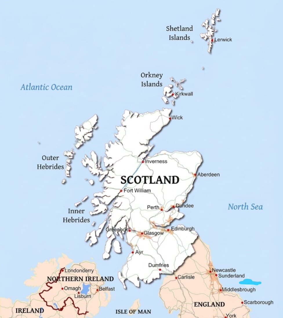 Map of Scotland showing Maundy Clean pest control prep & infestation cleaning service coverage areas